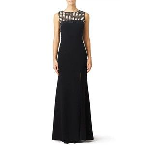 Theia Sinclair Black Evening Gown Dress Sz 2 Small $1295